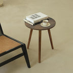 AWASEN Round Side Table, Small End Table for Living Room, Modern Wood Accent Coffee Side Table with Wood Legs for Small Space, Easy Assembly, Rustic Brown