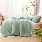 Litanika California King Comforter Set Sage Green - 3 Pieces Cal King Lightweight Solid Bed Comforter, Oversized Fluffy Down Alternative Comforter Quilt Blanket Bedding Set