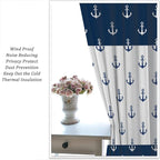 Anchor Pattern Curtains, Nautical Theme Navy Blue White Anchor Sea Life Adventure Print Blackout Window Treatments for Living Room Boys Men's Bedroom 42x54 Inch