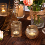 48Pcs Gold Votive Candle Holders - Glass Candle Holder Bulk for Table Centerpiece, Tea Lights Candle Holders for Home, Christmas Party & Wedding Shower