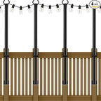 4 Pack 5Ft String Light Poles,Outside String Lights,Outdoor Light Poles,Metal Poles Stand for Patio,Backyard,Deck