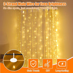 600LED Curtain Lights for Bedroom, 19.6ft x 9.8ft Fairy Curtain String Light with 24 Hooks, 8 Modes Hanging Lights for Wedding, Party, Backdrop, Window, Xmas Decor, Warm White