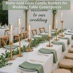 3Pcs Hurricane Glass Candle Holders Gold Candlestick Holders Taper Candle Holder with 9.8" Windproof Clear Cylinder Covers for Outdoor Indoor Tall Candle Stick Holder Decor for Wedding Party Fireplace