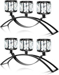3 Arms Crystal Candle Holders, Arch Candlestick Table Candelabras Centerpieces for Wedding, Dinning Room, Cabinet Ornaments, Home Decoration， Gift (Black, 2 Pcs-3 Arm Arched)
