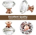 DEELF 12 Packs Kitchen Cabinet Knobs, 40 mm Crystal Cabinet Knobs, Diamond Dresser Handle Drawer Pulls, Dresser Knobs for Cabinets and Drawers, Rose Gold Base