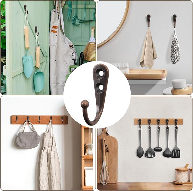 POZEAN 60 Pack Wall Hooks for Hanging, Heavy Duty Small Coat Hooks Wall Mounted for Living Room, Bathroom, Kitchen, Bedroom for Key, Cup, Bag, Hat, Scarf, and More (Oil Rubbed Bronze)