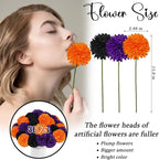 36 Pcs Halloween Artificial Flowers Halloween Chrysanthemums Ball Silk Flowers Black Orange Purple Fake Hydrangea for Halloween Party Home Table Centerpieces Vase Decor