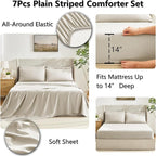 CozyLux Full Size Comforter Sets Oatmeal, 7 Pieces Bed in a Bag, Oatmeal Comforter Full Size, All Season Bedding Sets with Stitch Quilted Comforter, Flat Sheet, Fitted Sheet, Pillowcases