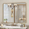 40x36 Gold Framed Mirror for Bathroom, Brushed Gold Brass Bathroom Mirror, Rectangle Gold Bathroom Vanity Mirror for Wall, Shatterproof, Anti-Rust, Hangs Horizontally or Vertically