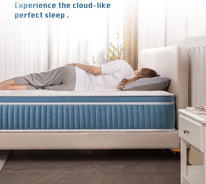 Rimensy King Mattress, 12 Inch Hybrid King Size Mattresses in a Box, Upgrade Individually Pocket Springs, Medium Firm
