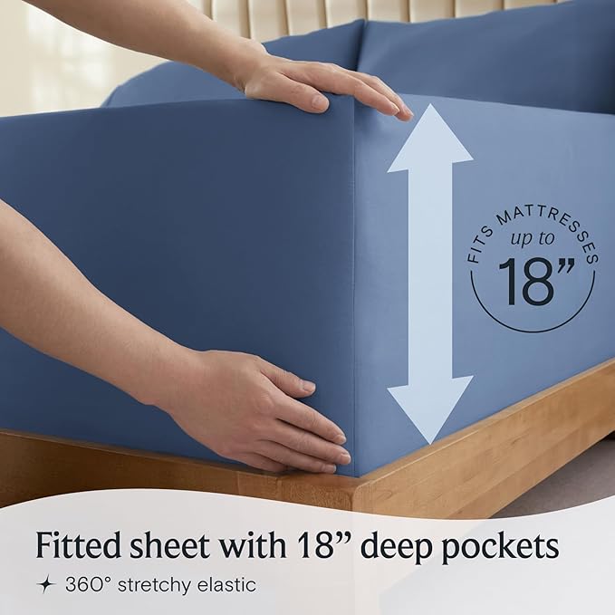 LuxClub 4 PC Full Sheet Set, Breathable Luxury Bed Sheets, Deep Pockets Wrinkle Free Cooling Bed Sheets Machine Washable Hotel Bedding Silky Soft - Oxford Full