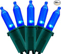 YULETIME 200 Count Blue LED Christmas Lights, 66 Feet Green Wire UL Certified Commercial Grade Holiday String Light Set (Blue)
