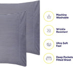 King Size Bed Sheets - 6 Piece 1500 Supreme Collection Fine Brushed Microfiber Deep Pocket King Sheet Set Bedding - 2 Extra Pillow Cases, Great Value, King, Classic Stripe Navy