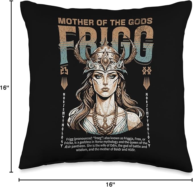 Nordic Vikings Legends Old Norse Mythology Gods Frigg Nordic Scandinavian Legends Old Norse Mythology Gods Throw Pillow, 16x16, Multicolor