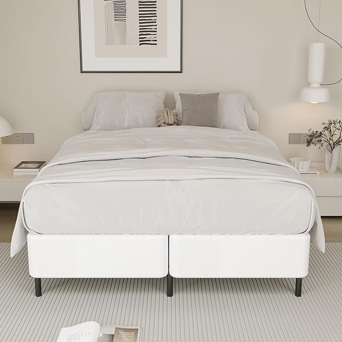 7 Inch Full Size Box Spring, Split Heavy Duty Metal Mattress Foundation with Fabric Cover, Easy Assembly, Quiet & Noise-Free