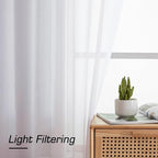 Aiyufeng Voile Sheer White Curtains - Transparent Light Weight Soft Window Treatment Curtain Panels with Rod Pocket Top for Patio Door/Living Room (W59 x L96, 2 Panels), White