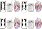 4 x Fairy Lights Battery Operated 8 Lighting Modes,50LEDs,16.4Ft/5 Meters Silver Wire String Lights,Timer Function,and Remote Control.for Christmas,Party,Wedding,Decorative Lighting