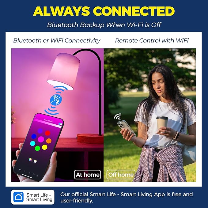 Lightinginside Smart Light Bulbs 100W Equivalent, Works with Alexa/Google Home/Smart Life, 1350LM 11W RGBCW Color Changing LED Light Bulbs, 2.4G WiFi Bluetooth Bulb, No Hub Required, ETL Listed, 2PCS