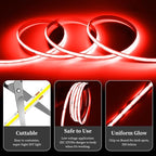 iNextStation COB LED Strip Light Red 16.4FT 5M, DC12V CRI 93+ Dimmable Flexible LED Tape Lights for Bedroom, Kitchen, TV Backlight, Cupboard, Wardrobe, Home Lighting Decor