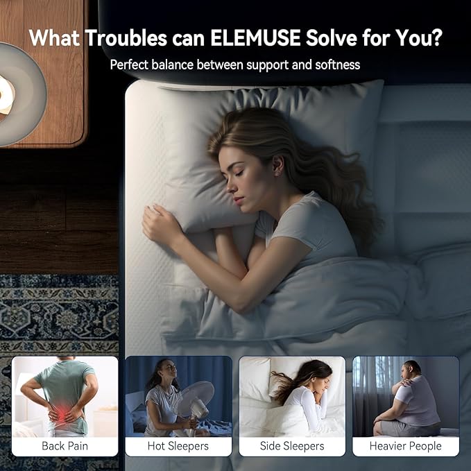 ELEMUSE RV Short Queen Dual Layer 3 Inch Memory Foam Mattress Topper, 2 Inch Cooling Gel Memory Foam Bed Pad and 1 Inch Soft Pillow Top Mattress Pad for Back Pain Relief & Hot Sleepers