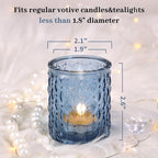 36pcs Blue Votive Candle Holders-Glass Candle Holder for Wedding Decor, Tea Light Candle Holders for Centerpiece Table Decorations, Home Decor and Party Decor