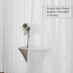 White Sheer Linen Pinch Pleated Sliding Door Curtains, 2x50 Inches Width, Cotton Look Light Filtering Drapes 84 Inches Long, Soft Textured Modern Farmhouse Window Curtain Panels