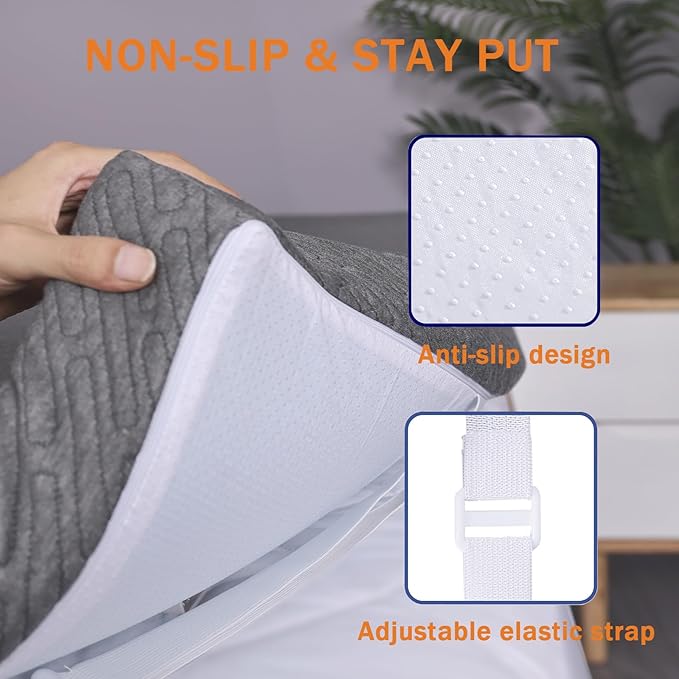 VALUXE 3 Inch Gel Memory Foam Mattress Topper California King Size High Density Cooling Pad Pressure Relief Bed Topper Grey (with Removable & Washable Bamboo Cover)