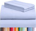 LuxClub 4 PC Sheet Set Bed Sheets Deep Pockets 16" Eco Friendly Wrinkle Free Cooling Machine Washable Hotel Bedding Silky Soft - Sky Blue King