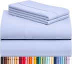 LuxClub 4 PC Sheet Set Bed Sheets Deep Pockets 16" Eco Friendly Wrinkle Free Cooling Machine Washable Hotel Bedding Silky Soft - Sky Blue California King