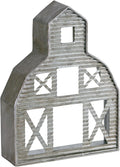 Barn Shaped Tea Light Holder Farmhouse Galvanized Metal Candle Holder Vintage Barn Decor for Table Centerpiece - 6.3" x 1.97" x 8.46"