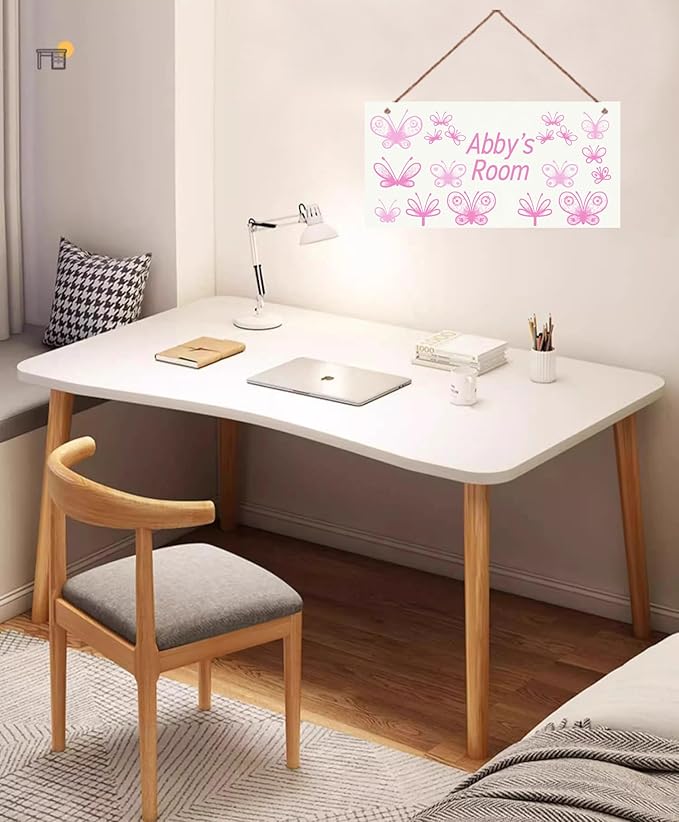 Personalized Name's Pretty Purple and Pink Butterflies Sign For Nursery Kid's Children's Girls Bedroom Door Sign Wood Plaque Sign Wall Decor Wall Art Decor Decorative Plate