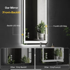 LED Bathroom Mirror 48"x 30" with Front and Backlight, Anti-Fog, Lighted Bathroom Vanity Mirror for Wall, Dimmable, Shatter-Proof, Rounded Rectangle Mirror Tempered Glass(Horizontal/Vertical)