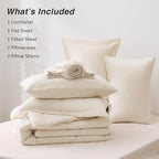 Love's cabin King Size Comforter Set Beige, 7 Pieces King Bed in a Bag, All Season Bedding Sets with 1 Comforter, 1 Flat Sheet, 1 Fitted Sheet, 2 Pillowcase and 2 Pillow Sham