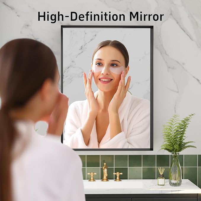 36"x 24" Black Bathroom Mirrors for Over Sink, Wall Vanity Mirror, Framed Rectangle Mirrors for Wall, Living Room Entryway, Anti-Rust, Tempered Glass Hangs Horizontally or Vertically