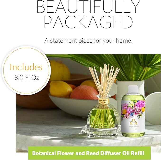 AGRARIA Reed Diffuser Refill, Scented Oil Home Fragrance, Reed Oil Diffuser Gift Set for All Occasions, Monique Lhuillier Citrus Lily