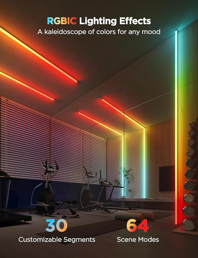 Govee RGBIC LED Strip Lights 9.8ft with Covers, Smart LED Lights Work with Alexa and Google Assistant, Diffuser Channel with LED Lights for Bedroom, Skirting Lines, Studio, Cabinet