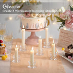 Glasseam Glass Tapered Candlestick Holders: 20Pcs Clear Taper Candle Holders Bulk Modern Small Candle Stick Candle Holder Short for Table Centerpiece Wedding Christmas Dinner Party Decor