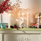 12 Set Christmas Glass Hurricane Candle Holders 12.6" Open Ended Glass Candleholder Tube Shape Bottomless and 2.2" Taper Clear Candlestick Holders for Wedding Party Table Centerpiece (Clear)