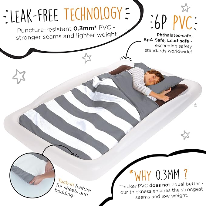The Shrunks Twin Air Mattress Travel Bed for Kids and Adults with Pump Portable Inflatable Mattress Cot for Families Single Blow Up Air Bed for Travel, Camping, Sleepovers, or Home Twin Size Floor Bed