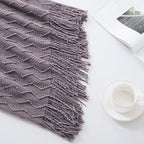 BOURINA Dark Lavender Throw Blanket 50x60 Inches Throw Textured Solid Soft Sofa Couch Decorative Knitted Blanket