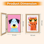 2 Pack Kids Artwork Frames Changeable 10 x 12.5 Inch Children Art Projects Kids Art Frames Front Opening Picture Display Frame, Wood