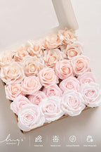Ling's Moment Artificial Flowers Fake Silk Roses Faux Foam Gardenia Combo for DIY Wedding Bouquets Centerpieces Arrangements Bridal Shower Party Home Decorations, Pale Pink, 23pcs