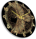 12 Inch Scandinavian Tattoo Odin's Celtic Raven Wall Clock, Norse Viking Man Cave Wall Clock Runic Symbols Crow Vintage Decorative Silent Non Ticking Battery Wall Watch Clock for Living Room