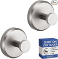 HOME SO Suction Cup Hooks for Shower, Bathroom, Kitchen, Glass Door, Mirror, Tile – Loofah, Towel, Coat, Bath Robe for Hanging up to 15 lbs – Polished Matte Chrome, Brushed Nickel (2-pack)