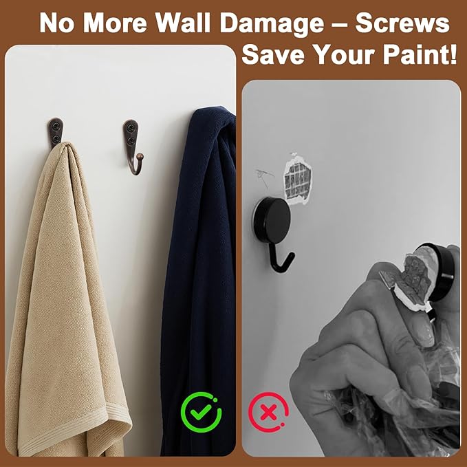 POZEAN 60 Pack Wall Hooks for Hanging, Heavy Duty Small Coat Hooks Wall Mounted for Living Room, Bathroom, Kitchen, Bedroom for Key, Cup, Bag, Hat, Scarf, and More (Oil Rubbed Bronze)