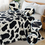 Flannel Fleece Cow Print Blanket King Size - Premium Anti-Static Super Soft Cozy Plush, Lightweight Microfiber Winter Warm Cow Print Throw Blanket for Couch Sofa Bed 90" x 108"(Black Cow King)