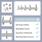 Coat Rack Wall Mount – Brushed Nickel 15 Inch Stainless Steel Hook Rail with 5 Heavy Duty Double Coat Hooks – Wall Mounted Coat Hanger for Entryway, Bathroom, Bedroom, Towel, Hat Organizer