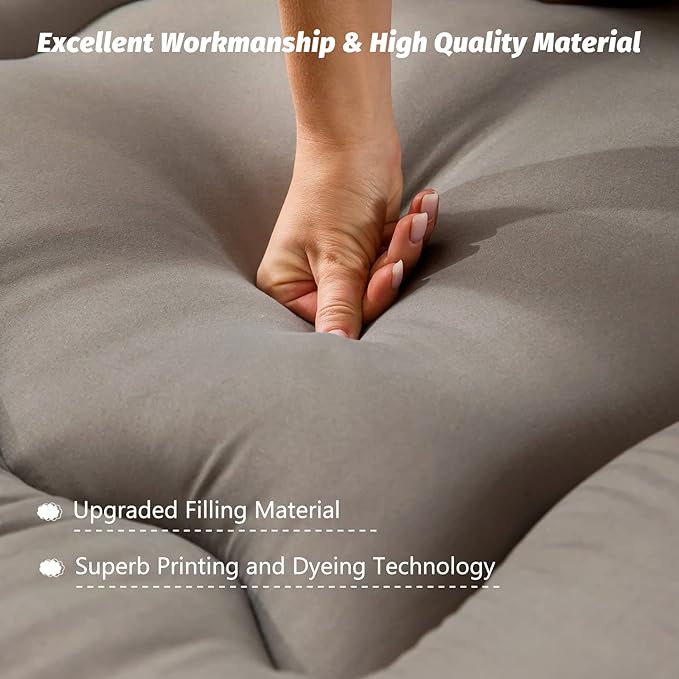 MAXYOYO Japanese Shiki Futon Mattress Floor Mattress Thicken Tatami Mat Sleeping Pad Roll Up Mattress Floor Lounger Bed Folding Couch Bed Mattress Pad for Guest Room, Charcoal Grey, King