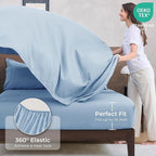 HEVUMYI Light Blue Full Comforter Set - 7-Piece All Season Bed in a Bag Full, Ultra Soft Bedding Set with Comforter, Flat Sheet, Fitted Sheet, Pillowcases, Pillow Shams