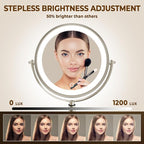 8" Wall Mounted Lighted Makeup Mirror, 3000mAh Rechargeable Double Sided 1X/10X Magnifying Mirror with Hook, 3 Color Lights Touch Dimmable 360° Rotation Vanity Mirror for Bathroom